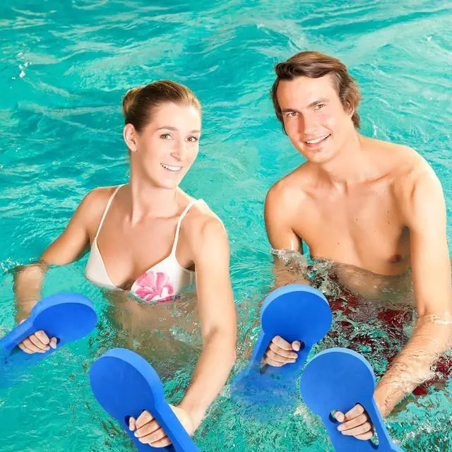 Alt view image 5 of 7 - Lewtemi 2 Packs Water Exercise Discs Hand Held Water Weight Exercise Equipment Pool Exercise Equipment for Adults Water Aerobics Resistance Training, Blue