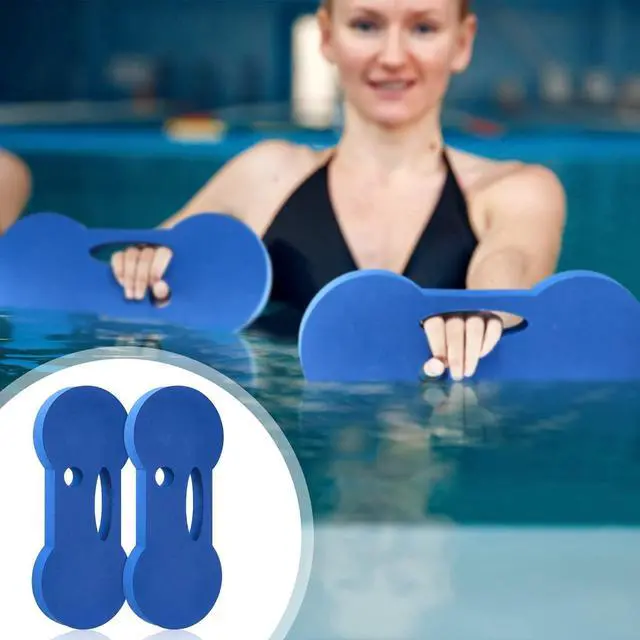 Alt view image 6 of 7 - Lewtemi 2 Packs Water Exercise Discs Hand Held Water Weight Exercise Equipment Pool Exercise Equipment for Adults Water Aerobics Resistance Training, Blue