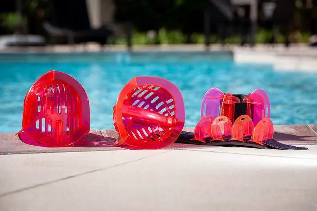 Alt view image 2 of 7 - Hydrorevolution Ultimate Pool Exercise Bundle | Medium Resistance Water Weights | Water Exercise Equipment | Aqualogix Pink Bells, Fins & Aquastrength Barbell | Quick Start Guide