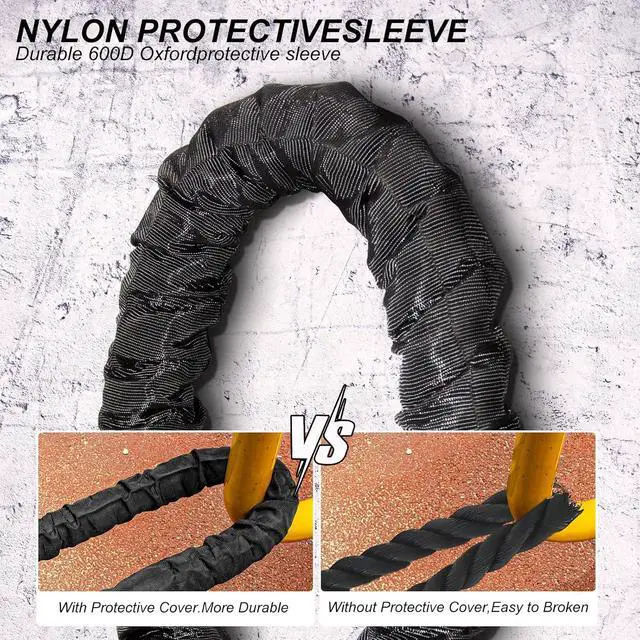 Alt view image 2 of 7 - Battle Rope Battle Ropes for Exercise Workout Rope Exercise Rope Battle Ropes for Home Gym Heavy Ropes for Exercise Training Ropes for Working Out Weighted Workout Rope Exercise Workout Equipment