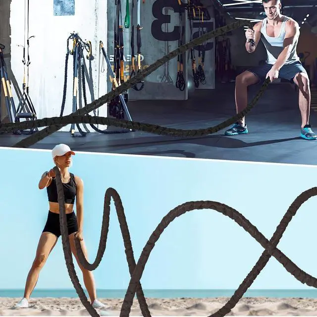Alt view image 6 of 7 - Battle Rope Battle Ropes for Exercise Workout Rope Exercise Rope Battle Ropes for Home Gym Heavy Ropes for Exercise Training Ropes for Working Out Weighted Workout Rope Exercise Workout Equipment