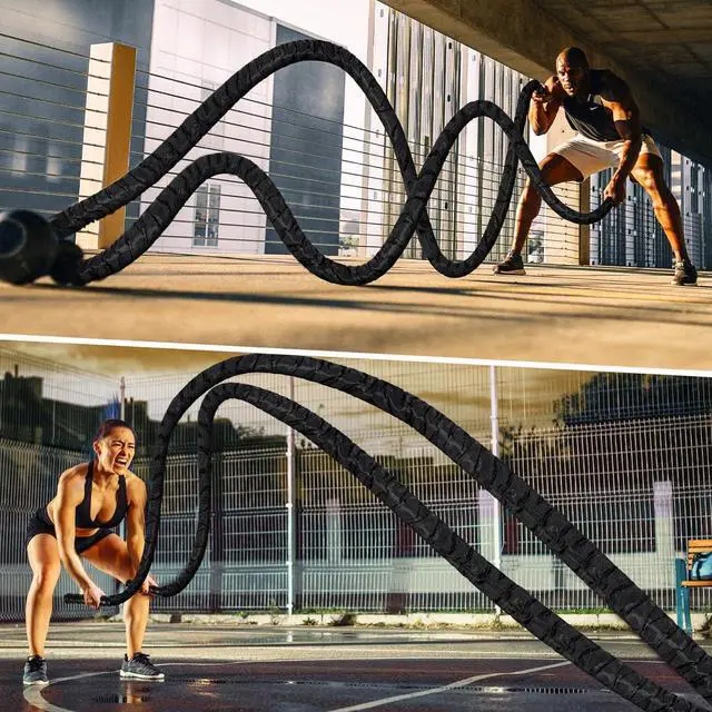 Alt view image 4 of 7 - Battle Ropes for Home Gym, Exercise Rope 1.26/1.5inch, 30 40FT Heavy Battle Rope Weighted Battle Rope Training Heavy Rope for Workout Exercise