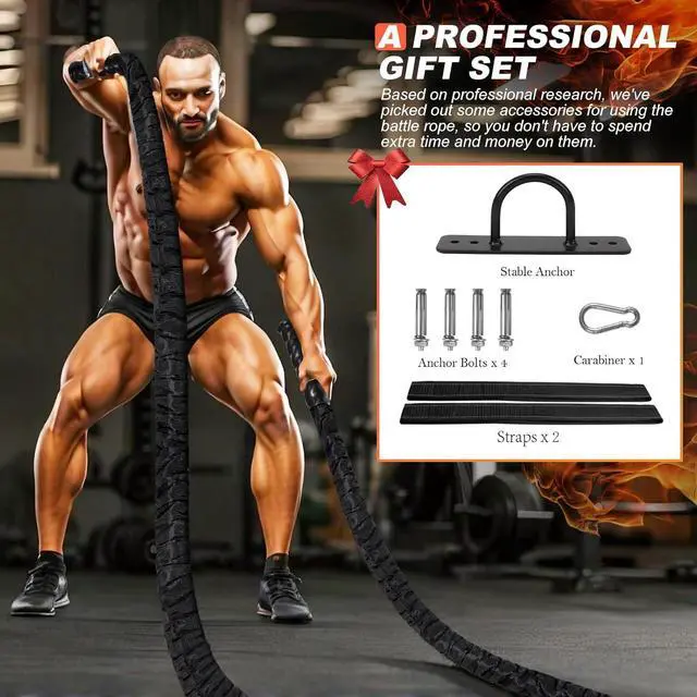 Alt view image 5 of 7 - Battle Ropes for Home Gym, Exercise Rope 1.26/1.5inch, 30 40FT Heavy Battle Rope Weighted Battle Rope Training Heavy Rope for Workout Exercise