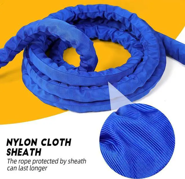 Alt view image 4 of 7 - Battle Ropes,Ropes for Working Out, Battle Rope for Home Gym with Cover, Steel Anchor & Strap Included, Heavy Ropes for Exercise Training - 1.5/2 Inch