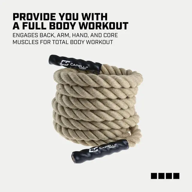 Alt view image 5 of 7 - Capelli Sport Battling Ropes, Workout Battle Ropes for Strength Training and Cardio, Brown, 20 ft Length