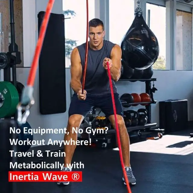 Alt view image 4 of 5 - Gronk Fitness Inertia Wave Edition | Dynamic Rubber Battle Ropes Alternative for Home and Gym | Maximize Calorie Burn | Revolutionary Fitness Equipment for Abs and Full Body Workout | Blue