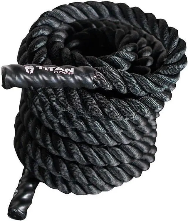 Main image of Titan Fitness Battle Rope 30ft x 1.5in, Poly Dacron Heavy Rope for Home Gym Conditioning Workouts, Cross-Train, Strength Training Exercises