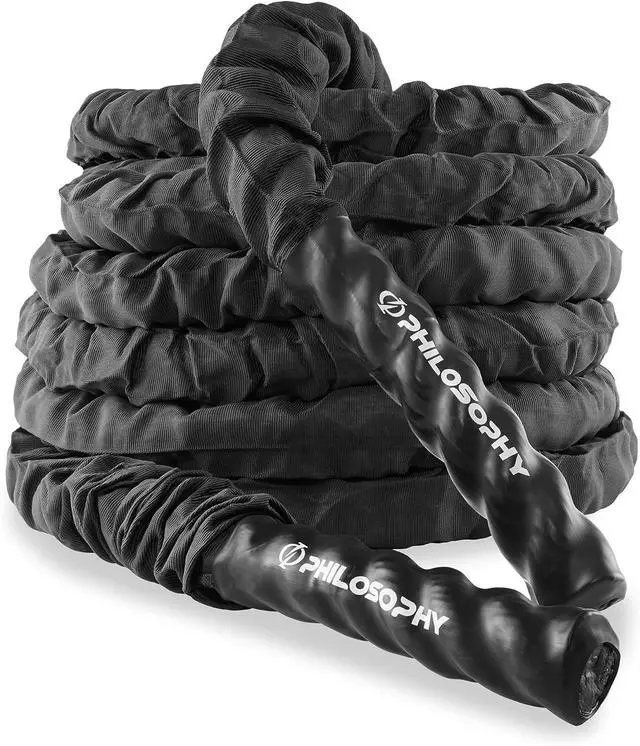 Alt view image 2 of 7 - Philosophy Gym Exercise Battle Rope with Cover and Anchor Kit for Fitness Training, Conditioning