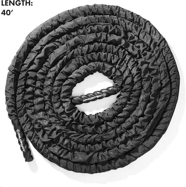 Alt view image 3 of 7 - Philosophy Gym Exercise Battle Rope with Cover and Anchor Kit for Fitness Training, Conditioning