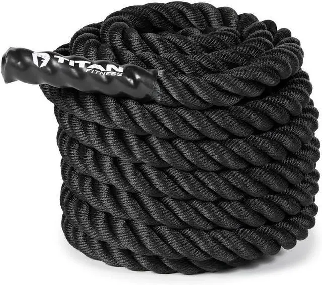 Main image of Titan Fitness Battle Rope 50ft x 1.5in, Poly Dacron Heavy Rope for Home Gym Conditioning Workouts, Cross-Train, Strength Training Exercises