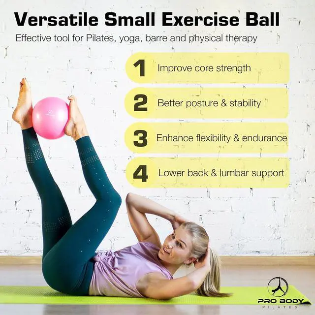 Alt view image 7 of 7 - ProBody Pilates Small Exercise Ball - 9 Inch Workout Ball for Stability, Barre, Yoga, Core & Physical Therapy