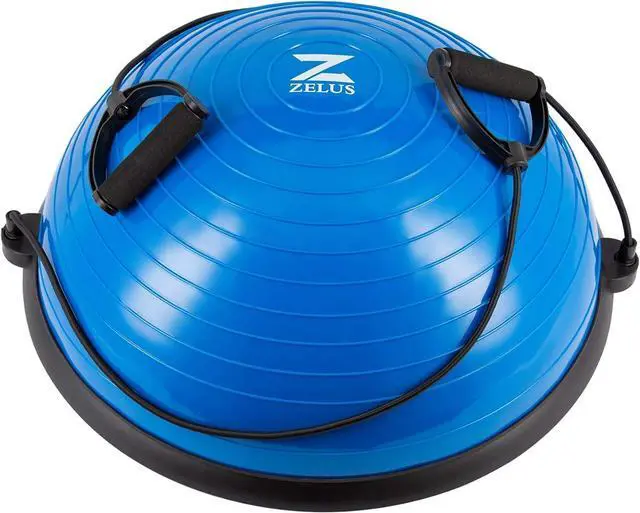 Main image of ZELUS Balance Ball Trainer with Resistance Bands and Foot Pump, Inflatable Yoga Ball for Home Gym Workouts, 23 Inch Exercise Half Ball for Balance Training Core Strength Fitness More, 330lb Cap