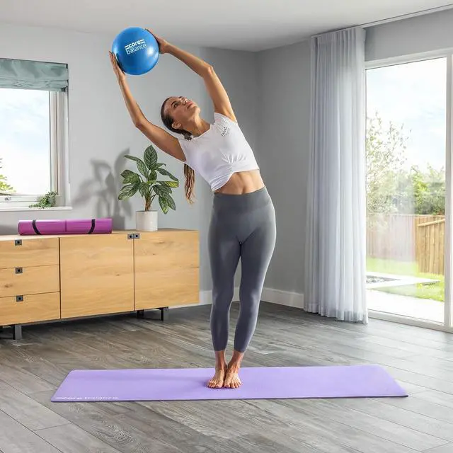 Alt view image 2 of 7 - Pilates Ball 9 Inch Anti Burst, Core Ball with Inflation Tube, Mini Pilates Ball for Physical Therapy, Small Exercise Ball for Yoga, Barre, Stretching and Core Stability Workout