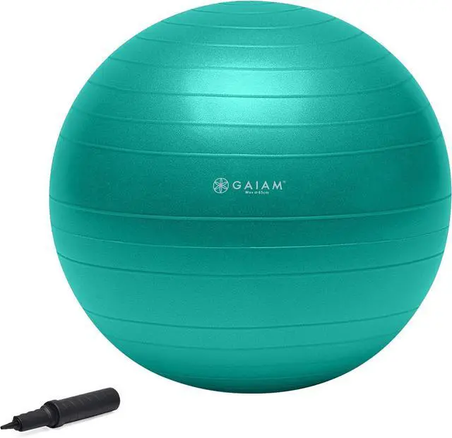 Main image of Gaiam Total Body Exercise Balance Stability Yoga Ball, Anti-Burst with Air Pump for Home, Office Chair, and Fitness - Various Sizes