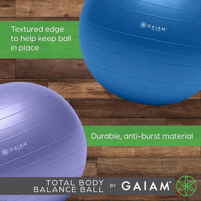 Alt view image 4 of 4 - Gaiam Total Body Exercise Balance Stability Yoga Ball, Anti-Burst with Air Pump for Home, Office Chair, and Fitness - Various Sizes