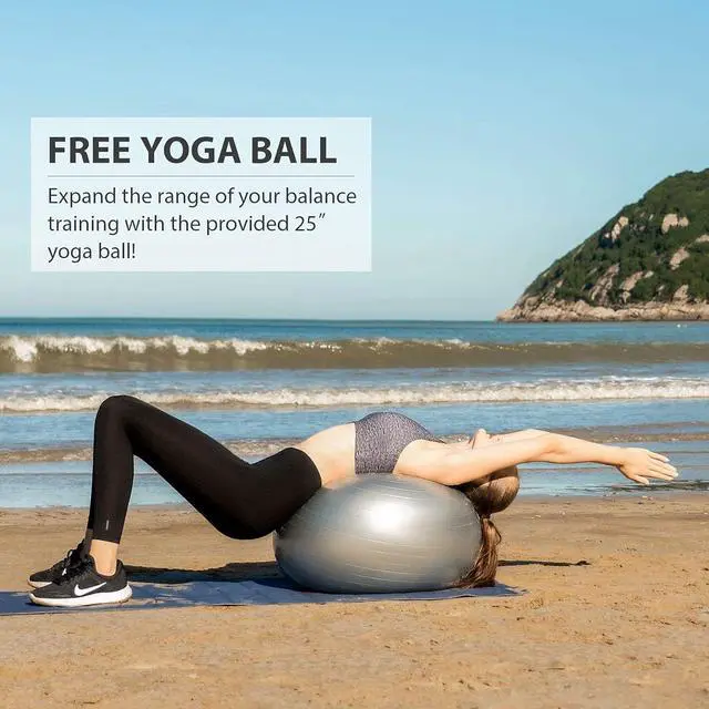 Alt view image 4 of 7 - ZELUS 25in. Balance Ball | 660lb Inflatable Half Exercise Ball Wobble Board Balance Trainer w Nonslip Base | Half Yoga Ball Strength Training Equipment w 2 Bands, Pump, Extra Ball Included
