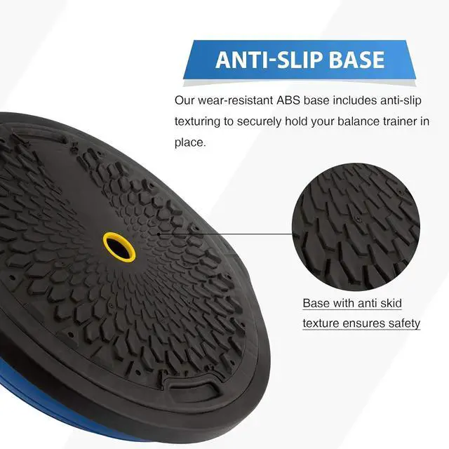 Alt view image 5 of 7 - ZELUS 25in. Balance Ball | 660lb Inflatable Half Exercise Ball Wobble Board Balance Trainer w Nonslip Base | Half Yoga Ball Strength Training Equipment w 2 Bands, Pump, Extra Ball Included