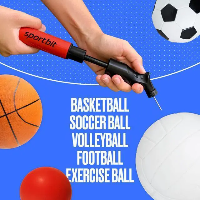 Alt view image 5 of 6 - SPORTBIT Ball Pump for Sports Balls - Push & Pull Inflating System - Hand Pump for All Exercise Balls - Volleyball Pump, Basketball Inflator, Football & Soccer Ball Air Pump - Goes with 5 Needles Set