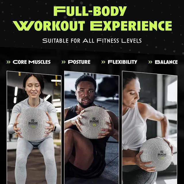 Alt view image 4 of 7 - Slam Balls for Exercise, Tread Texture for Firm Grip, Full Body Exercise Ball, Soft Slam Ball for Exercise, Weighted Smash Ball, Perfect Toning Ball for Flexibility and Core Workouts
