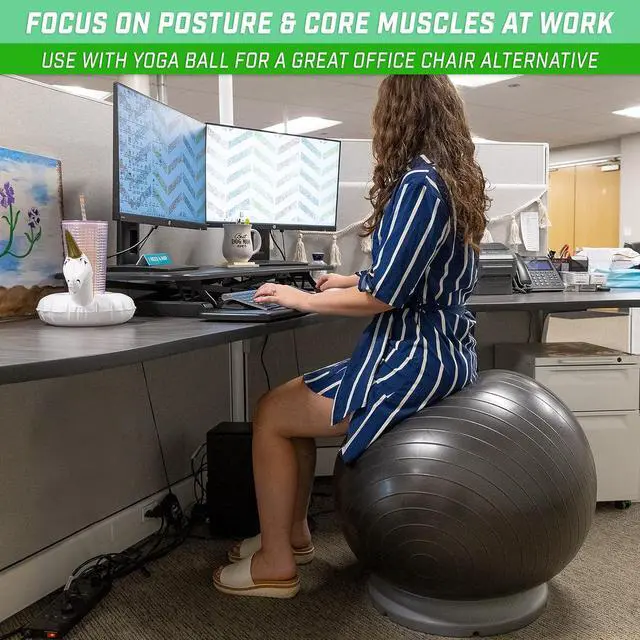 Alt view image 3 of 6 - GoSports Hub 360 Yoga Ball Base - Universal Stability Stand for Fitness Balls - Charcoal, Green, or Blue
