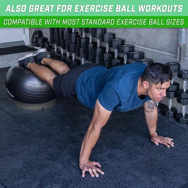 Alt view image 4 of 6 - GoSports Hub 360 Yoga Ball Base - Universal Stability Stand for Fitness Balls - Charcoal, Green, or Blue