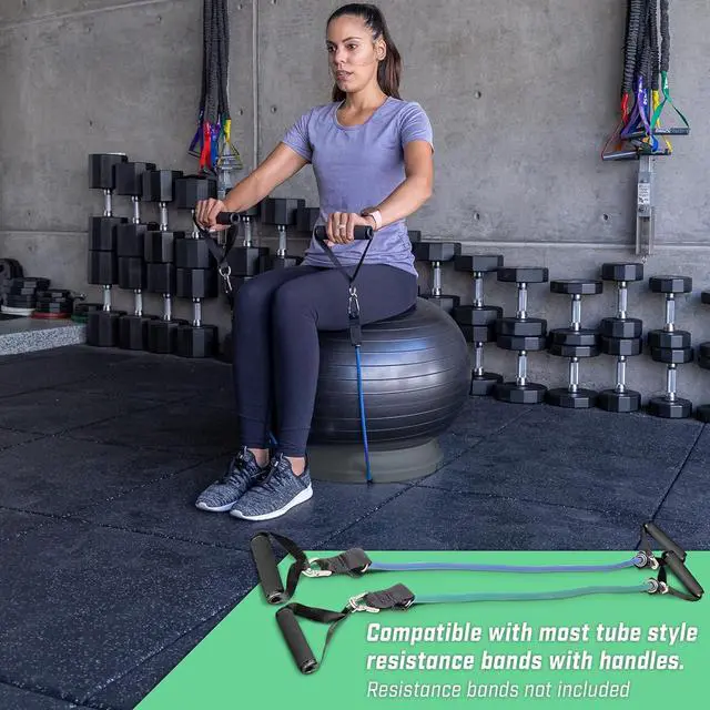 Alt view image 6 of 6 - GoSports Hub 360 Yoga Ball Base - Universal Stability Stand for Fitness Balls - Charcoal, Green, or Blue