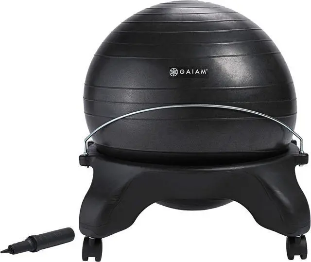 Main image of Gaiam Classic Backless Balance Ball Chair  Exercise Stability Yoga Ball Premium Ergonomic Chair for Home and Office Desk with Air Pump, Exercise Guide and Satisfaction Guarantee