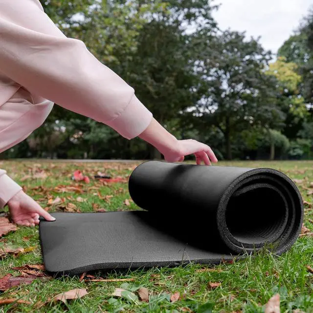 Alt view image 2 of 7 - BalanceFrom Yoga Mat 1 Inch Extra Thick, Exercise Mat with Carrying Strap for Home Workout High Density Anti-Tear Non-slip Workout Pilates Gym Mats for Women Men Outdoor Training, Multiple Colors
