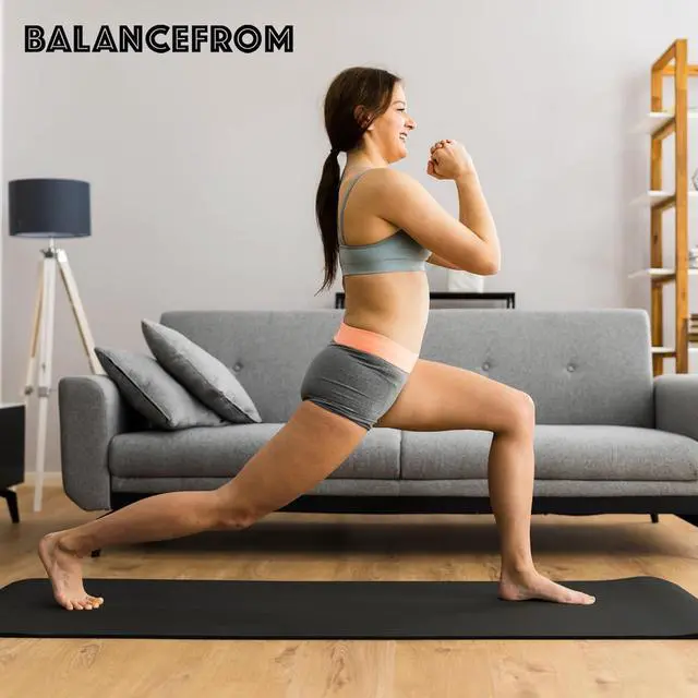 Alt view image 3 of 7 - BalanceFrom Yoga Mat 1 Inch Extra Thick, Exercise Mat with Carrying Strap for Home Workout High Density Anti-Tear Non-slip Workout Pilates Gym Mats for Women Men Outdoor Training, Multiple Colors