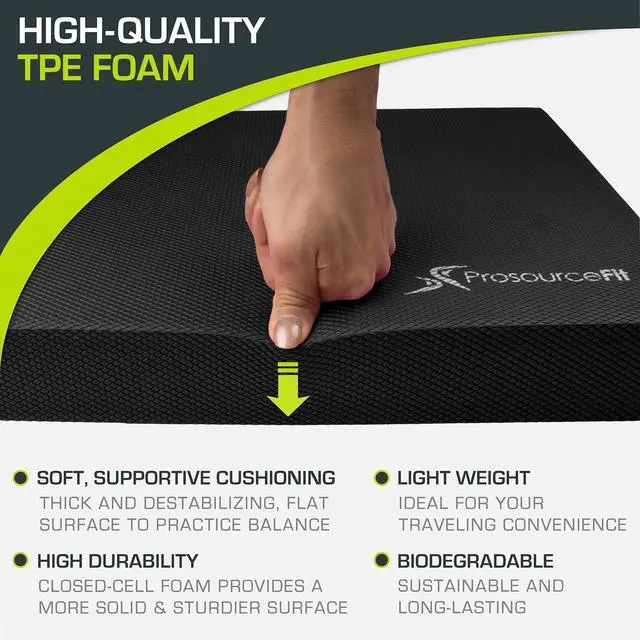 Alt view image 3 of 6 - ProsourceFit Exercise Balance Pad  Non-Slip Cushioned Foam Mat & Knee Pad for Fitness and Stability Training, Yoga, Physical Therapy