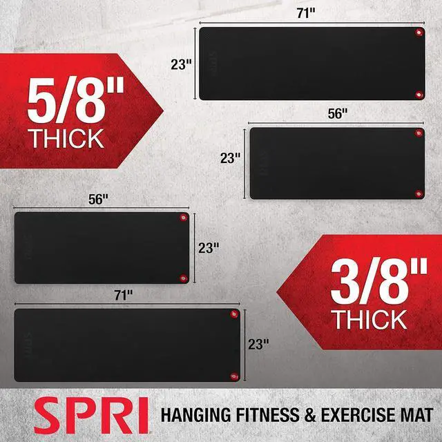 Alt view image 4 of 5 - SPRI Hanging Exercise Mat, Fitness & Yoga Mat for Group Fitness Classes, Commercial Grade Quality with Reinforced Holes