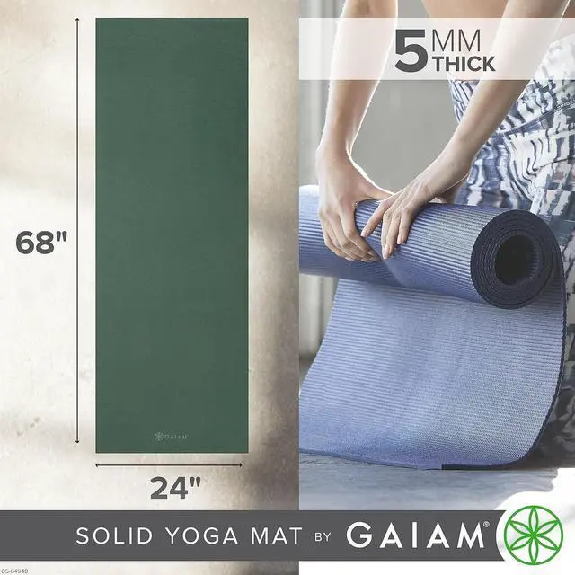 Alt view image 3 of 6 - Gaiam Yoga Mat - Premium 5mm Solid Thick Non Slip Exercise & Fitness Mat for All Types of Yoga, Pilates & Floor Workouts (68" x 24" x 5mm)