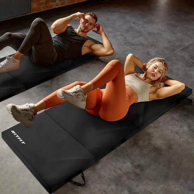 Alt view image 6 of 7 - RitFit Upgraded Folding Exercise Mat, 2 Inch Thick Gymnastics Mat 3x6,4x8,4x10,2'x8' with Carrying Handles for Yoga, MMA, Stretching, Core Workouts and Home Gym Protective Flooring