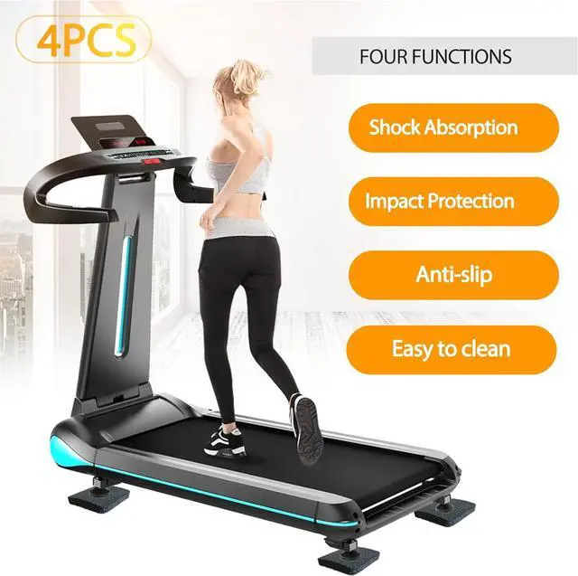 Alt view image 2 of 7 - Treadmill Mat Pads, Exercise Equipment Mat with High Density Rubber for Protect Floors 3.94" x 3.94" x 0.5" (4 PCS) Black