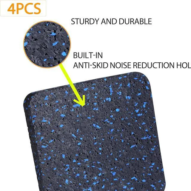 Alt view image 5 of 7 - Treadmill Mat Pads, Exercise Equipment Mat with High Density Rubber for Protect Floors 3.94" x 3.94" x 0.5" (4 PCS) Black