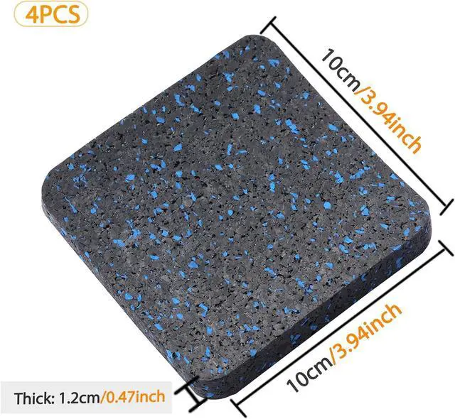 Alt view image 6 of 7 - Treadmill Mat Pads, Exercise Equipment Mat with High Density Rubber for Protect Floors 3.94" x 3.94" x 0.5" (4 PCS) Black