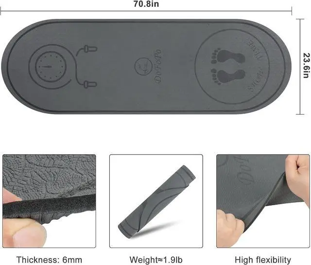 Alt view image 2 of 7 - Jump Rope Mat 71"/63"x24" Larger Non-Slip Indoor Outdoor Exercise Fitness Mat, High-Density Workout Shock Absorption Jump Mat for Home Gym Flooring Concrete Jumping Rope