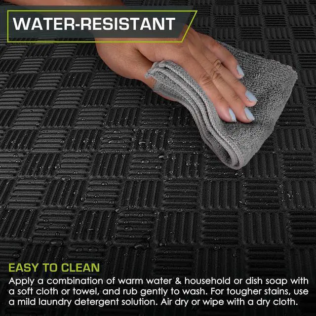 Alt view image 5 of 6 - ProsourceFit Exercise Puzzle Mat ½-in, Checkered EVA Foam Floor Tiles w/ Non-Slip Texture, Gym Mat w/ Interlocking Foam Tiles for Adjustable Surface