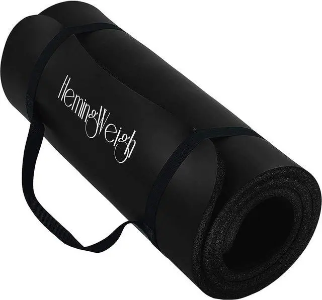 Main image of HemingWeigh 1 Inch Extra Thick Non Slip Yoga Mat - Exercise Mats for Home Workouts, Black (70"L x 23"W)