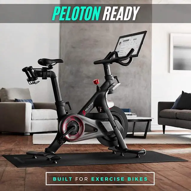 Alt view image 2 of 6 - Powr Labs Sweat Proof Stationary Bike Mat for Carpet, Compatible with Peloton, Wahoo Kickr