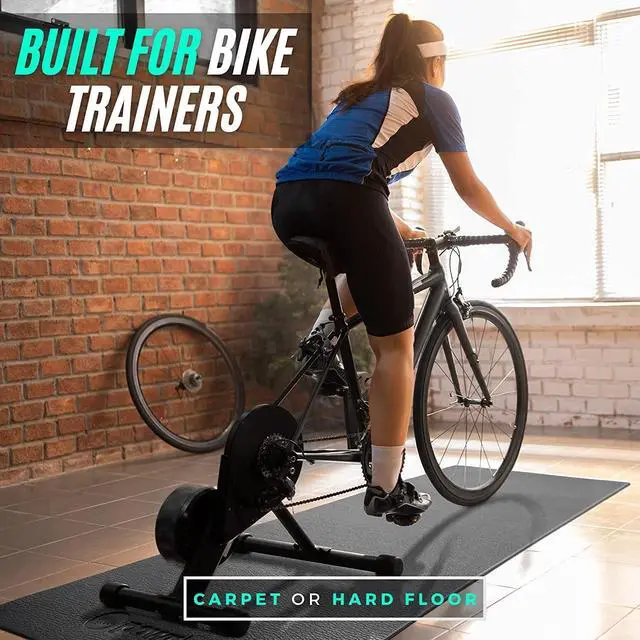 Alt view image 3 of 6 - Powr Labs Sweat Proof Stationary Bike Mat for Carpet, Compatible with Peloton, Wahoo Kickr