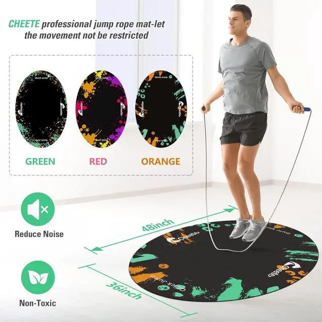 Alt view image 2 of 6 - Jump Rope Mat Large Rubber Exercise Mat Workout Mats for Home Gym Flooring Non-Slip Oval Design for Floor & Rope Protection