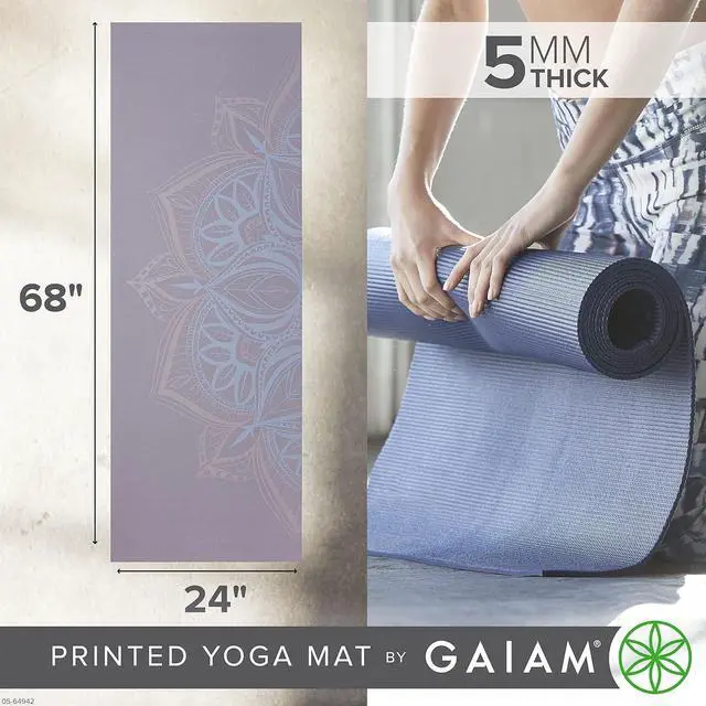 Alt view image 3 of 6 - Gaiam Yoga Mat - Premium 5mm Print Thick Non Slip Exercise & Fitness Mat for All Types of Yoga, Pilates & Floor Workouts (68" x 24" x 5mm)