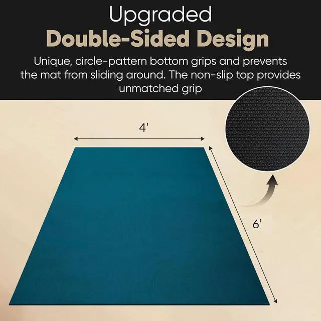 Alt view image 5 of 7 - Gorilla Mats Premium Large Yoga Mat  6' x 4' x 8mm Extra Thick & Ultra Comfortable, Non-Slip Barefoot Exercise Mat  Works Great on Any Floor for Stretching, Cardio or Home Workouts