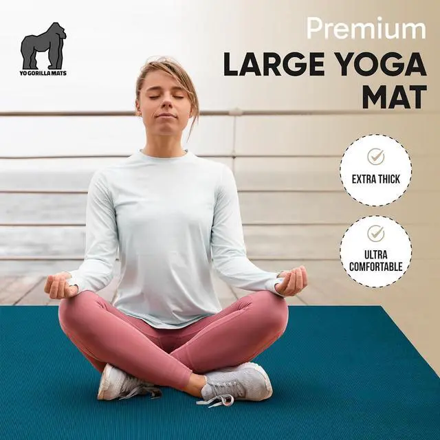 Alt view image 7 of 7 - Gorilla Mats Premium Large Yoga Mat  6' x 4' x 8mm Extra Thick & Ultra Comfortable, Non-Slip Barefoot Exercise Mat  Works Great on Any Floor for Stretching, Cardio or Home Workouts
