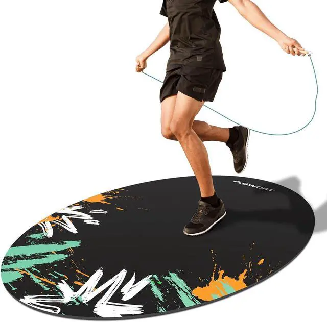 Main image of Jump Rope Mat Large Rubber Exercise Mat Indoor Outdoor Shock Absorbing Mat Non-Slip Oval Design for Floor & Rope Protection, Workout Mats for Home Gym Flooring