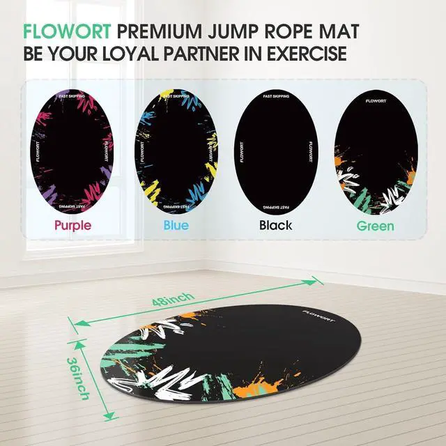 Alt view image 3 of 6 - Jump Rope Mat Large Rubber Exercise Mat Indoor Outdoor Shock Absorbing Mat Non-Slip Oval Design for Floor & Rope Protection, Workout Mats for Home Gym Flooring