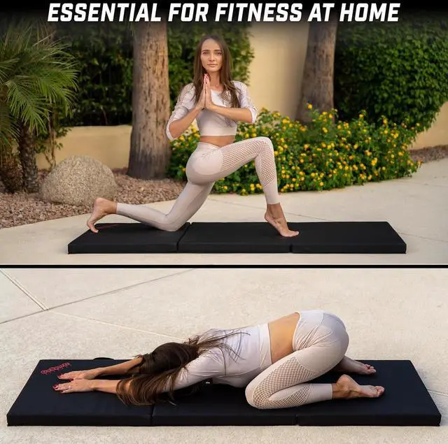 Alt view image 6 of 7 - GoSports 2 inch Thick 6 ft x 2 ft Tri-Fold Exercise Fitness Mat - Great For Workouts, Yoga, Stretching