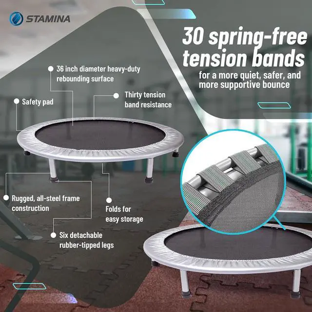 Alt view image 5 of 7 - Stamina Mini Fitness Trampoline w/Smart Workout App