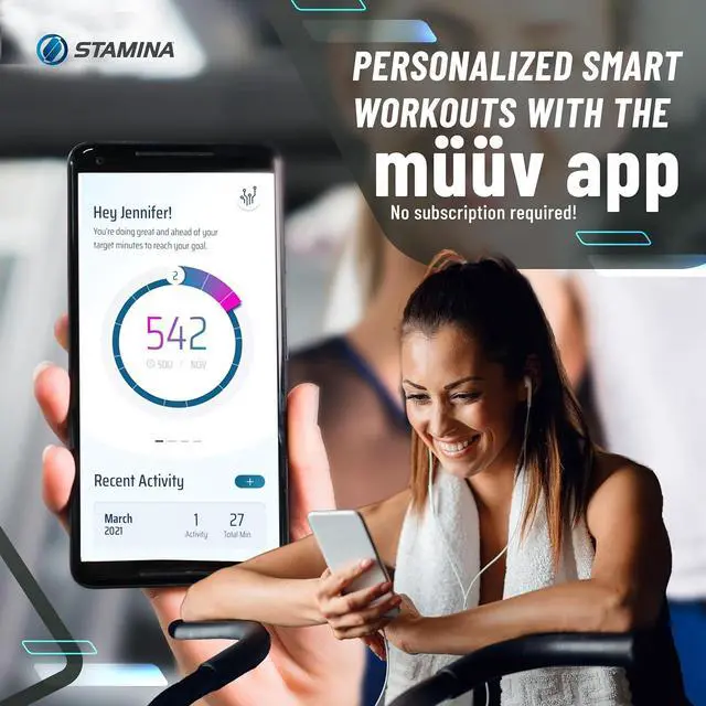 Alt view image 6 of 7 - Stamina Mini Fitness Trampoline w/Smart Workout App